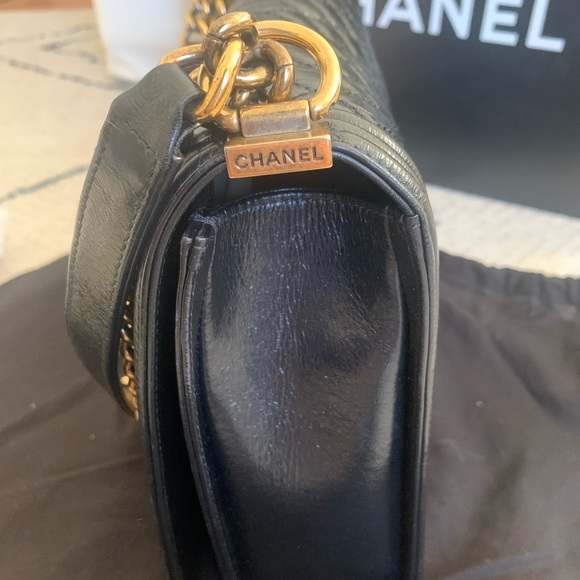 Chanel boy flap bag large gold chain - Picture 10 of 15